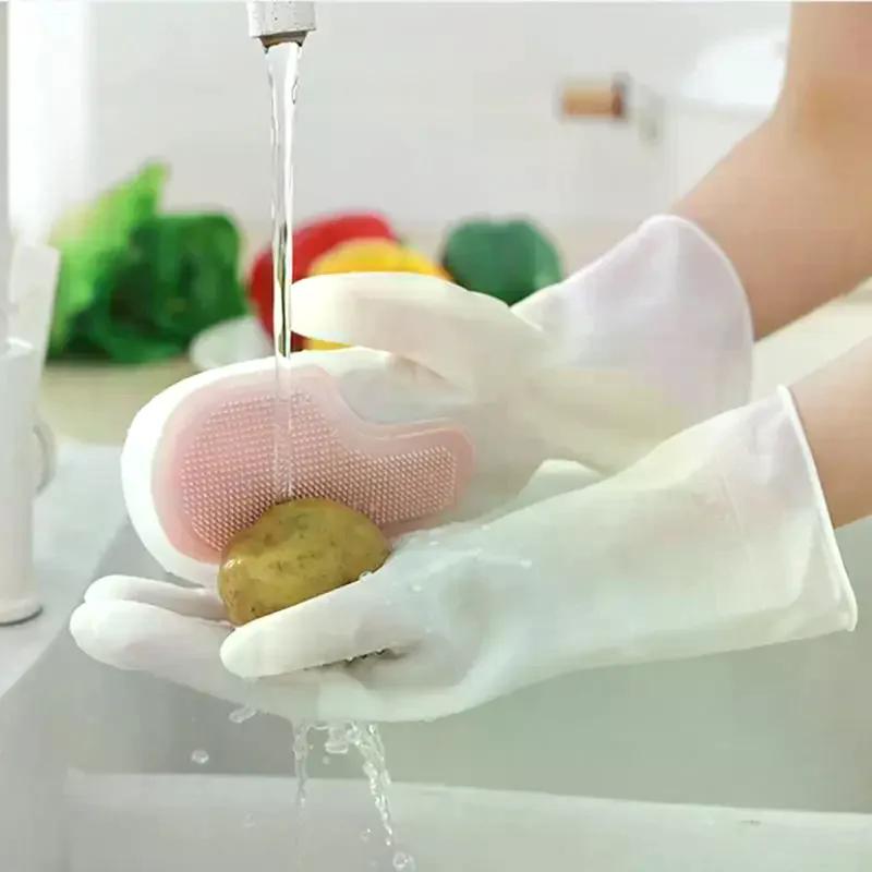 Перчатки для уборки дома Прачечные Водонепроницаемые Пластиковые Кожаные Бытовые Для уборки Нескользящие Прочные Кухонные Для мытья посуды