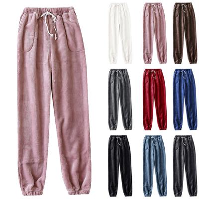 Женские термофлисовые карманы пижамные теплые повседневные брюки домашние пижамные штаны