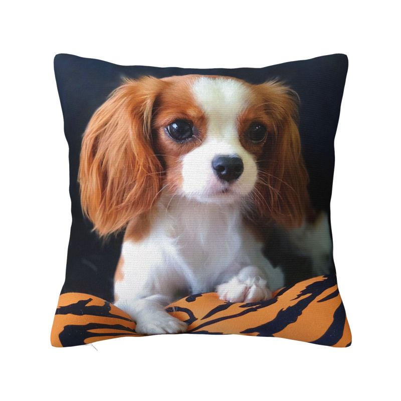 Custom Cavalier King Charles Spaniel Family Group Pillow Case Sofa Dog Modern Cushion Cover Square Pillowcase