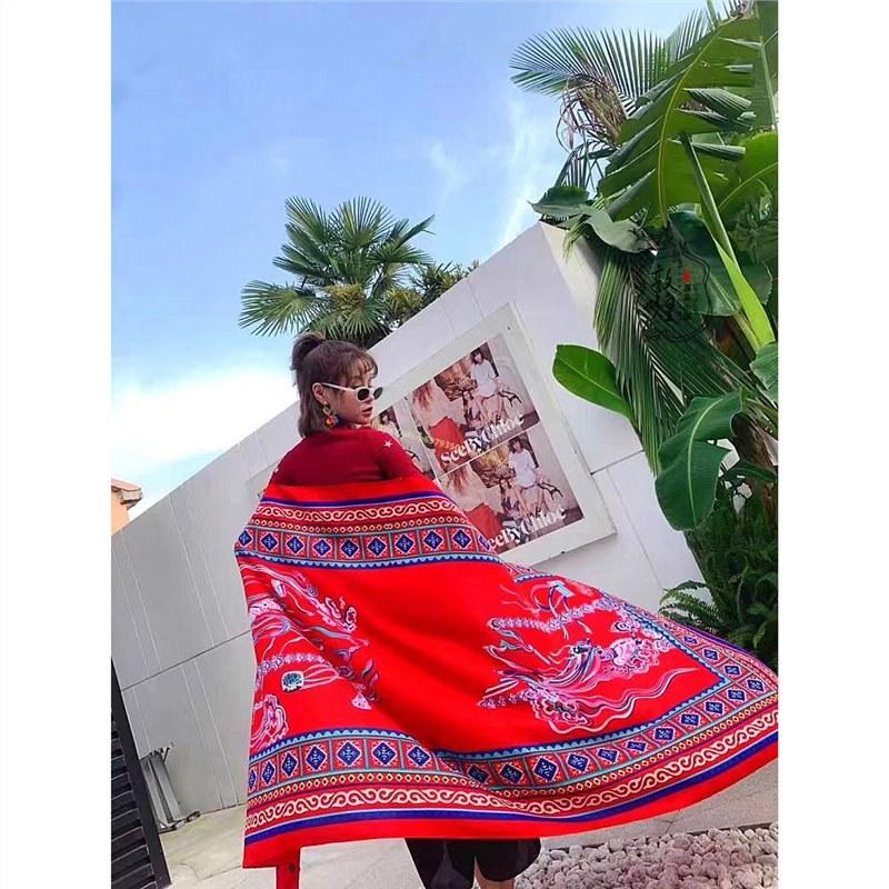 Thickened Women'S Travel Photography Shawl, Women'S Ethnic Style Scarf, Dual-Use Air-Conditioned Room Cloak