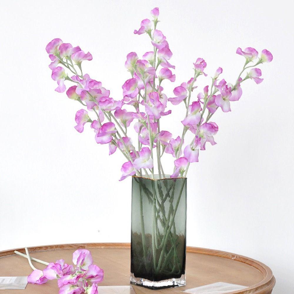 Artificial Fake Flower Bunch Compact Flocked Stem Bouquet Sweet Pea Flowers For Home Decoration