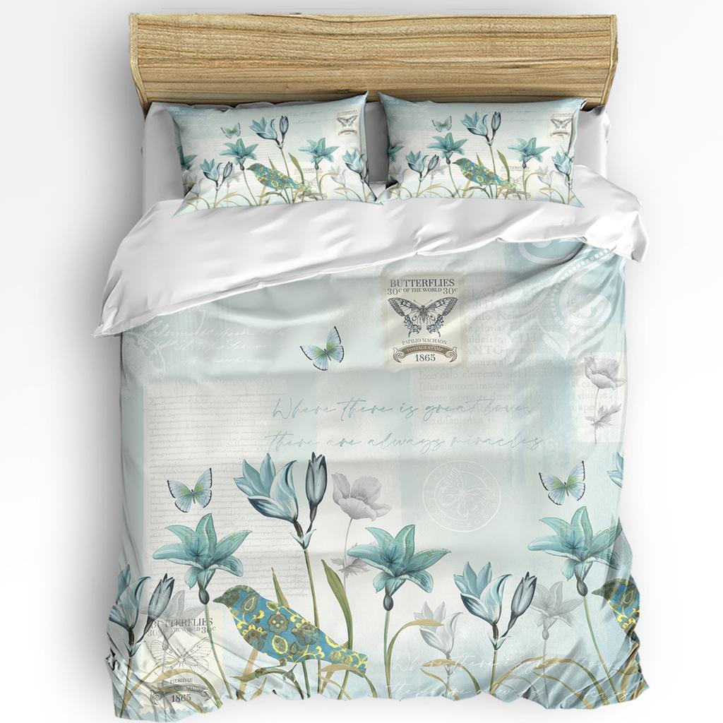 Vintage Flower Leaf Abstract 3pcs Bedding Set For Double Bed Home Textile Duvet Cover Quilt Cover Pillowcase