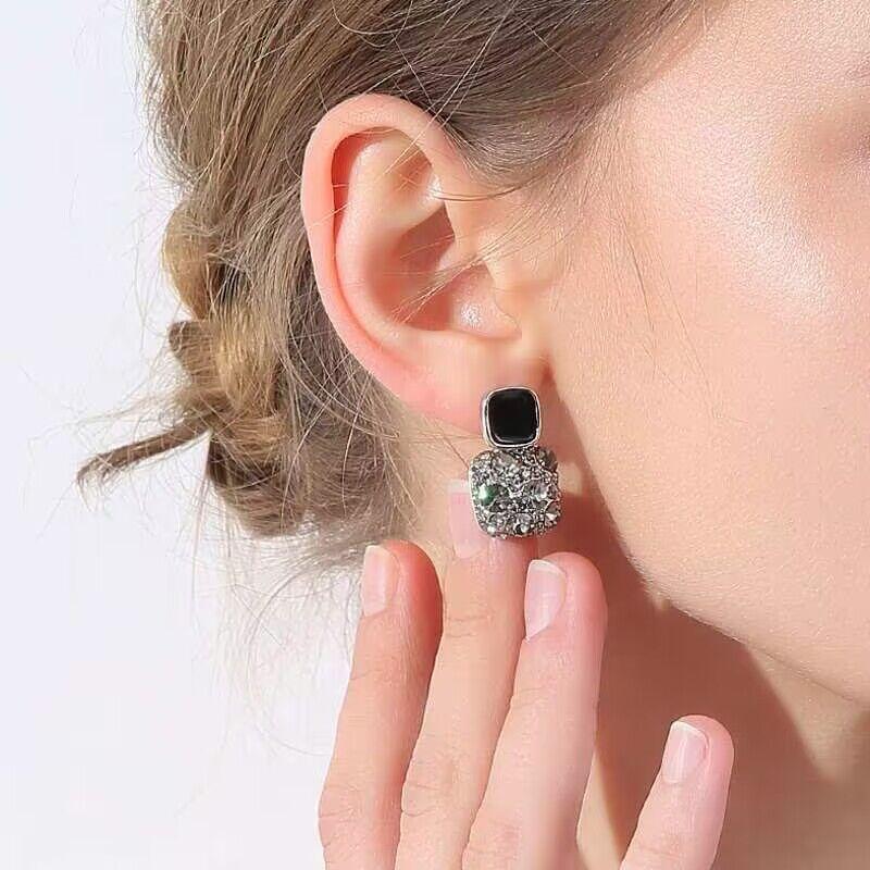 Зажимы для ушей Барлоу, черные серьги, новые винтажные зажимы для ушей, серьги без пирсинга