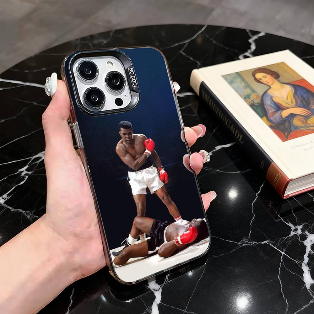 M-Мухаммед А-Али Легенда бокса Чехол для телефона для iPhone 17,16,15,14,13,12,11 Plus,Pro Max,XS,Разноцветный Серебристо-черный Чехол