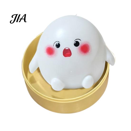 Hand Exercise Ball Cartoon Steamed Bun Squeeze Toy with Steamer, Stress Relief Dough Palm Sized Sensory Fidget Toy, Anti-Anxiety