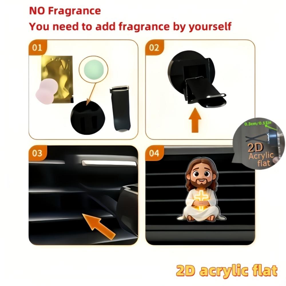 2D flat prayer car vent clip decorative diffuser (fragrance not included), car interior decoration, aromatherapy clip, ideal for holiday gifts