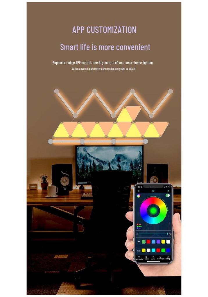 Умная RGB панель со светом созвездий: 3D Цветовая лампа, реагирующая на звук, для киберспорта, атмосферы стены или спальни.