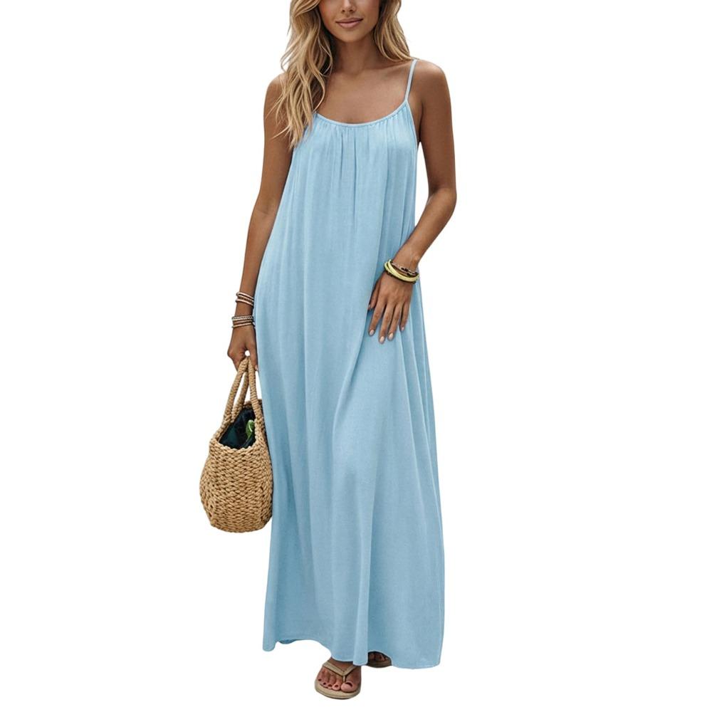 Comfortable Women's Crepe Maxi Dress Summer Long Dress for Beach Vacation