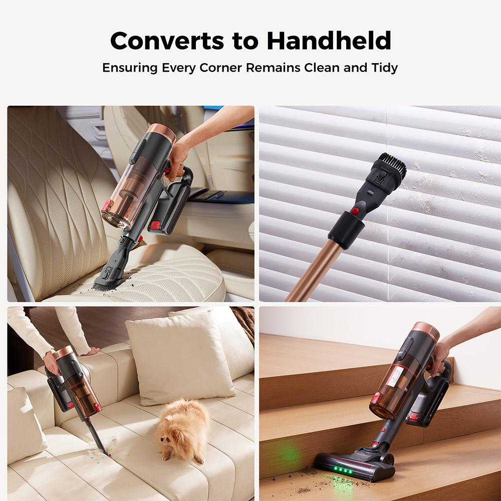 Беспроводной пылесос Proscenic P11 Ultra, мощность всасывания 40 кПа, время работы 40 мин, щетка без спутывания, 4-ступенчатая фильтрация, зеленые светодиодные фары