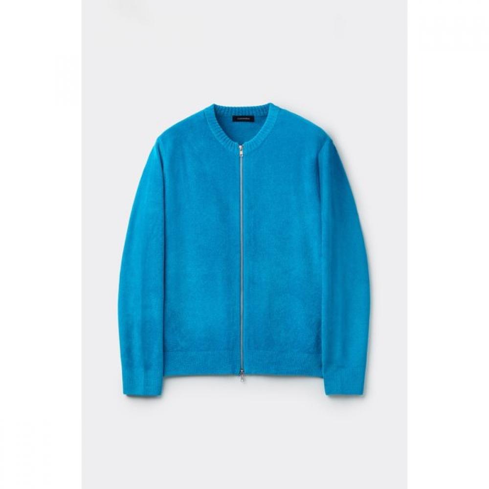 Customellow Round Zip Up Cardigan Blue Cwwaw25713bux