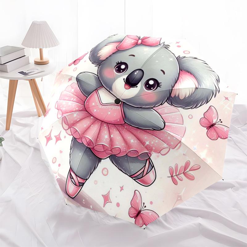 1pc Koala Ballerina in Pink Tutu Umbrella with Plastic Handle,Suitable for All Seasons Home Travel Outdoor UmbrellaDD067