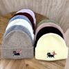 Warm waxy kitten bow versatile embroidered knitted wool hat showing face small cold hat autumn and winter new trend ear protector