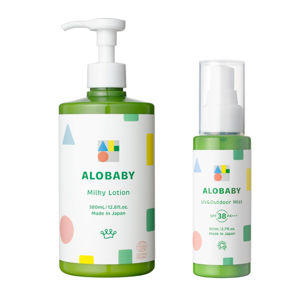 Alobaby Уход за кожей УФ Большой 380 мл Молочко 80 мл УФ-спрей для улицы Сделано в Наборе (Аромат Аромат) + & (Солнцезащитный крем, Без добавок, Япония)