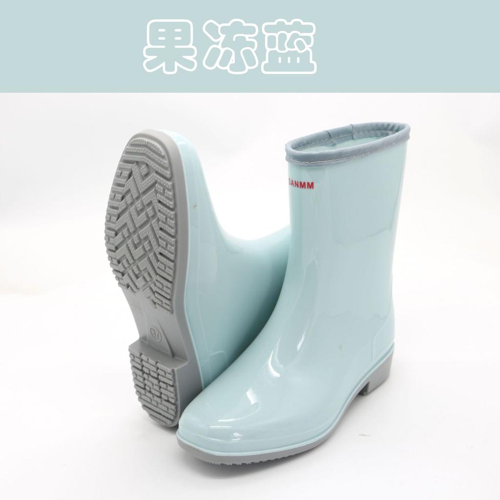 Непромокаемые сапоги средней длины, женская резиновая обувь на платформе, модные непромокаемые туфли из желе из ПВХ, 2024, женские непромокаемые ботинки без шнуровки для работы