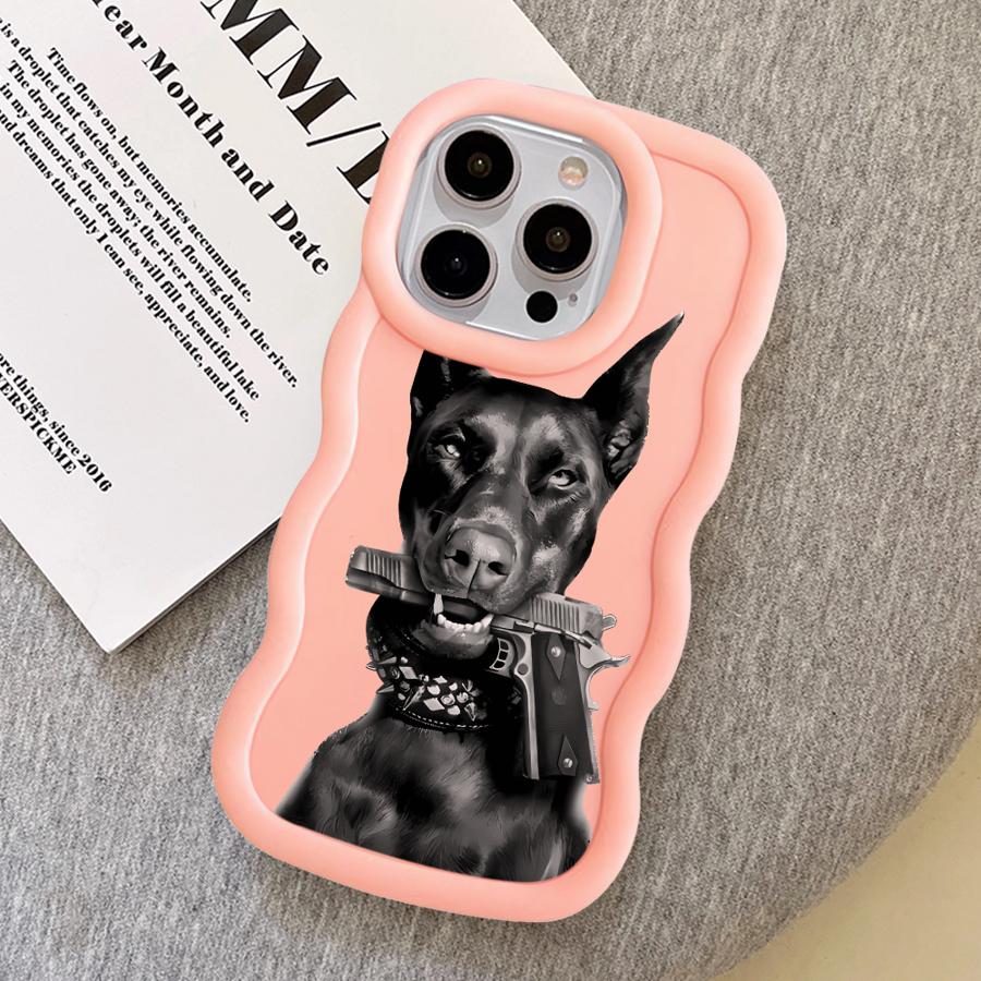 Чехол для iPhone 8 12 15 Plus 16 Pro Max 14 11 XR 13 17 Air Мягкий чехол для телефона Модный Доберман