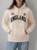 Англия Письмо Великобритания Печать Худи Женские Удобные Свободные Свитшоты Зимние Флис Теплый Пуловер Базовые Карман Одежда для Женщин