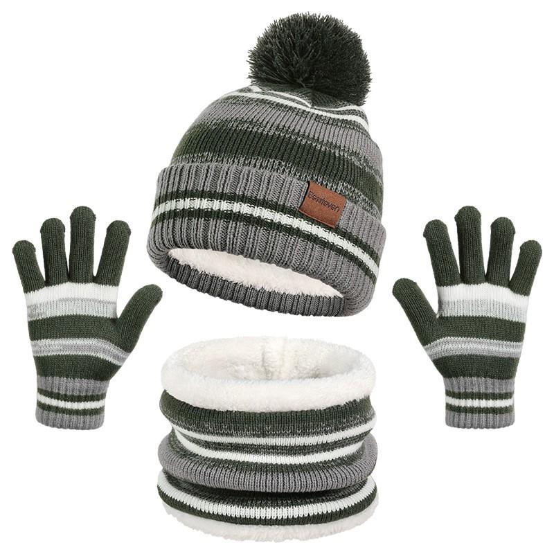 Kids Winter 3-Piece Set Warm Scarf Hat Gloves 6-10 Years