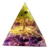 ПИЛВИТ Пирамида из оргонита с кристаллом и натуральными камнями, Фигурка камня чакры, Очищение, Древо жизни (6 х 6 см)