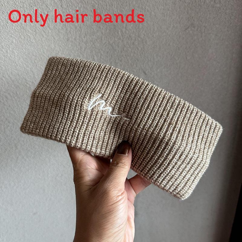 Вязаная эластичная повязка на голову в корейском стиле с буквенными украшениями для повседневного использования женщинами и мужчинами