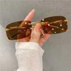 Vintage Rimless Cut Edge Sunglasses Luxury Golden Leopard Frame Uv400 Fashion Designer Shades
