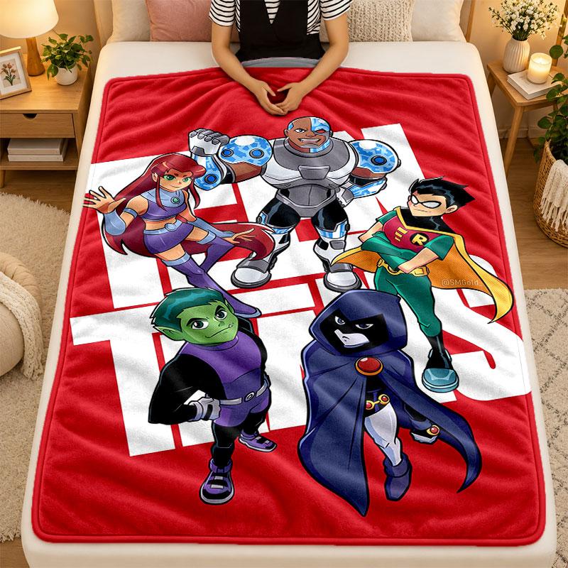 Фланелевое одеяло Teen Titans Go Теплое Мягкое Плед для Использования на Диване Кровати Гостиной
