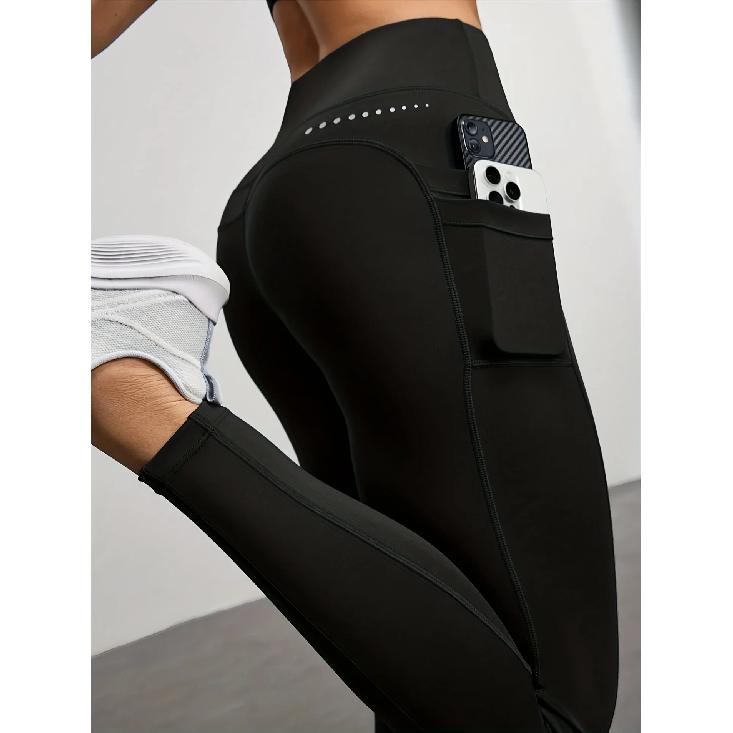 Women High Waist Yoga Pants with Double Side Pockets, 4-Way Stretch Workout Leggings for Running Cycling Gym