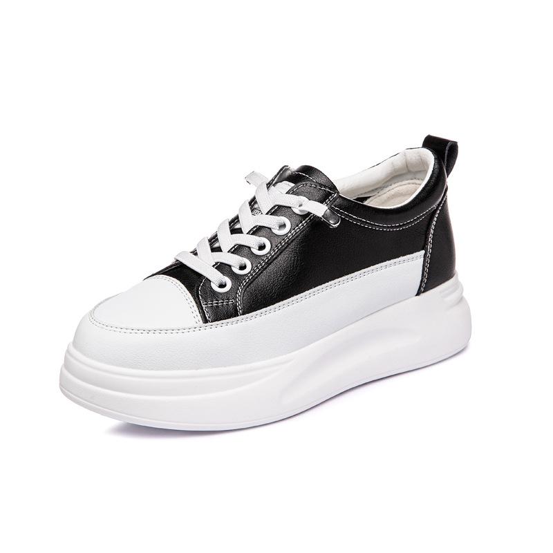 Маленькие белые туфли с внутренней стороны, женские весенние новые универсальные белые туфли, спортивные женские одинарные туфли из воловьей кожи на толстой подошве