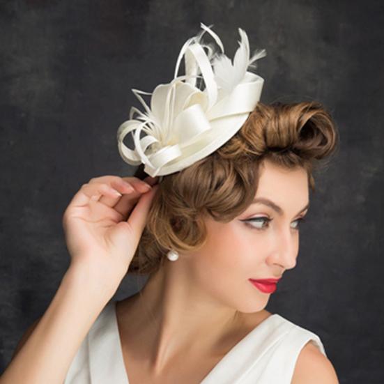 Обруч для волос, шляпа-вуалировщик с заколкой для волос, резинка, искусственные перья, декоративная лента, атласная ткань, женская повязка на голову, аксессуары для вечеринок