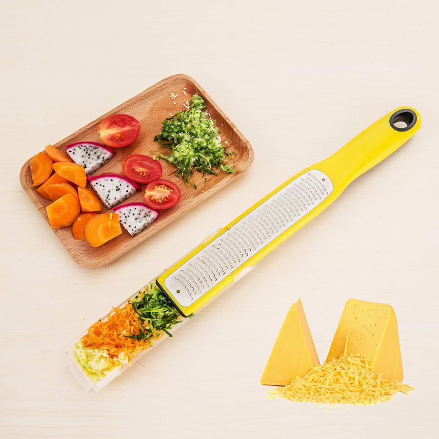 Citrus Lemon Zester & Cheese Grater with Catch Container for Cheese, Lemon, Ginger, Garlic, Vegetables, Fruits