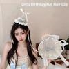 Cone Hats Mesh Birthday Hat Embroidery Princess Hat Funny Party Headdress  Birthday Party