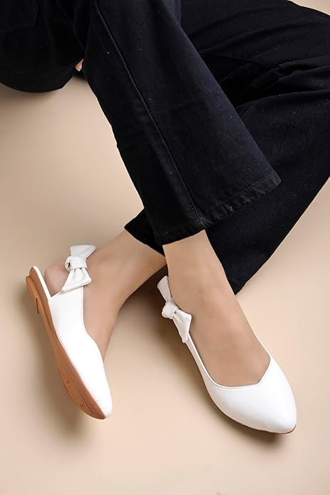 Женские туфли-балетки Shoetopia с острым носом и боковым бантом, стильные и удобные || Туфли-мюли на ремешке для повседневной носки и вечеринок