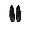 Sheepskin Version of Genuine Leather Mary Jane Shoes Women's French Retro One-pedal Shallow Mouth Square Head Flat Shoes One Word with Single Shoes