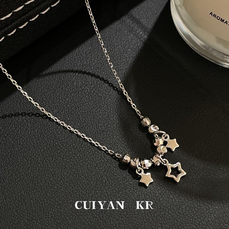 Cui Yan Серебряная цепочка на ключицу с корейской звездой S925 - Нишевая изысканная легкая роскошь для женщин.