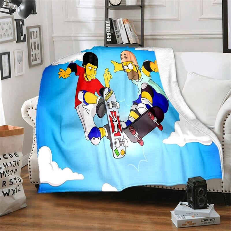 S-Симпсон Мягкий Плюшевый Диван-кровать Покрывало Мультяшное Современное Фланелевое Покрытие Одеяла Печатное Покрывало на Одеяло Подарок Пледы для Пикника