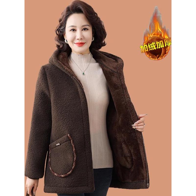 Зимнее пальто на флисовой подкладке больших размеров для женщин среднего и пожилого возраста