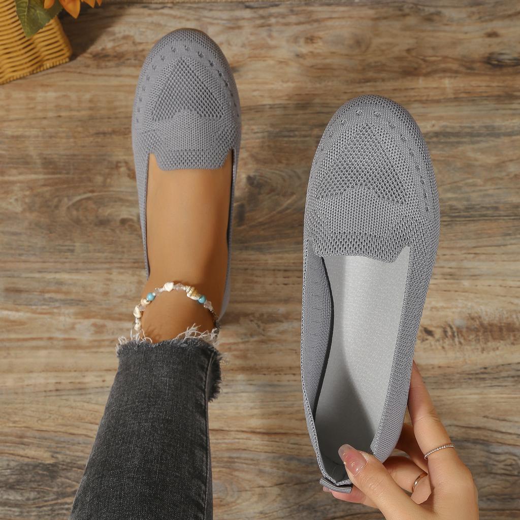 Новые большие одинарные туфли с сетчатой поверхностью Fly Woven Mesh, неглубоким носом, подъемом на одну ногу, ленивой плоской подошвой, повседневные женские туфли