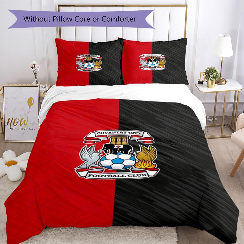 Coventry City F.C Printed Pattern Duvet Cover Set – includes 1 duvet cover and 2 matching pillowcases Bedroom decor Christmas gifts