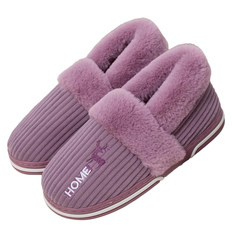 Fashion Comwarm Indoor Warm Plush Slippers For Women Men Winter Fashion Furry Slippers Flully Cotton Slides Home Non-Slip Bedroom Shoes