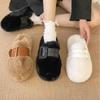 Baotou Half Slippers Women's Wear 2025 Autumn and Winter New Internet Celebrity Muffin Thick Bottom Fluffy Slippers Foreign Style Warm Cotton Mop