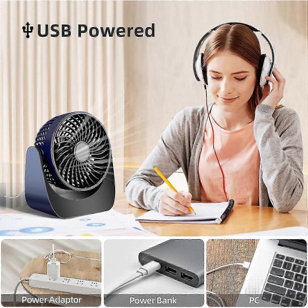 Usb Fan, Small Fan, 360 Rotation Portable Quiet Mini Usb Fan, 3 Speeds Desk Fan With 1.5M Usb Cable For Office/Car/Travel/Camping SZRH A-X