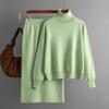 Women's Turtleneck Sweater Knit Skirt Two-piece Set Autumn Winter Knit Suit Knitted Pencil Skirt Turtleneck Sweater Skirt Set