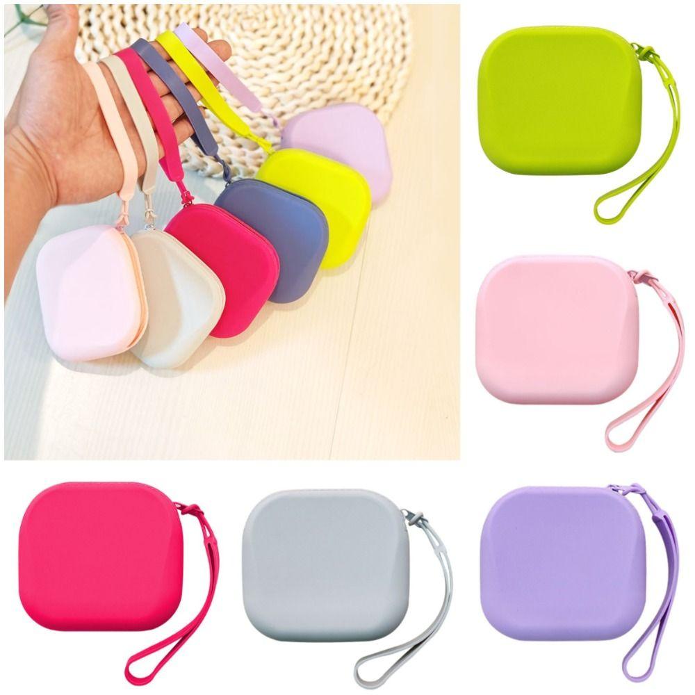 Morandi Color Silicone Coin Purse Square Lipstick Pouch Portable Mini Storage Bag Travel