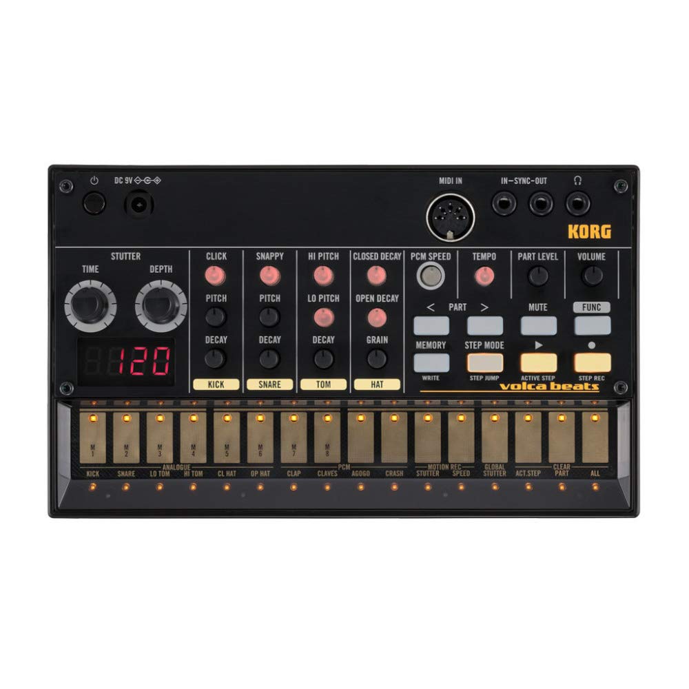 KORG volca beats Аналоговый ритм-бокс компактный размер для использования Машина 16-шаговый секвенсор, питание от батарей, встроенный динамик, совместимый, где угодно.
