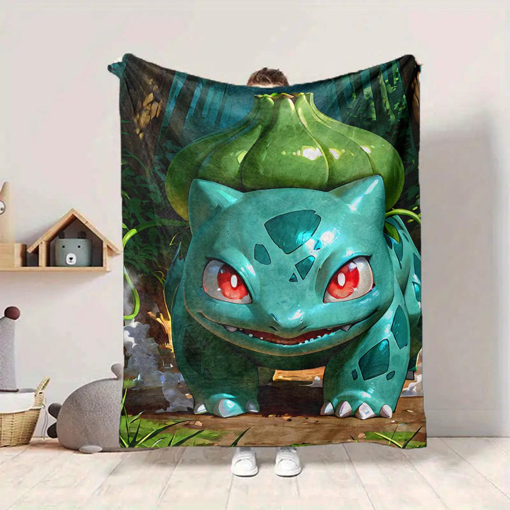 1pc Bulbasaur, Pokémon Blanket Lightweight Flannel Blanket Throw Blanket For Sofa, Bed, Travel, Camping, Livingroom, Office, Couch