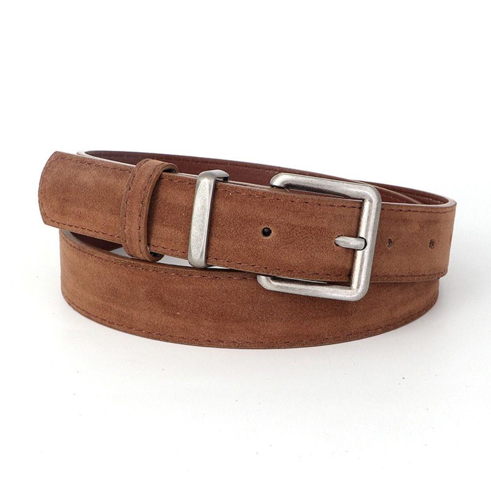 Alloy Buckle Suede Belt Vintage Style Pin Buckle Belt Simple Decorative Belt Casual Outfit