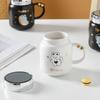 Пара керамическая чашка с крышкой, зеркальная чашка, милая кружка в виде медведя, девушка, большая емкость для воды, студенческая чашка