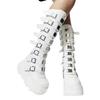 Gothic Shoes Platform Knee High Punk Black Sexy Motorcycles Halloween Cosplay Shoes for Women