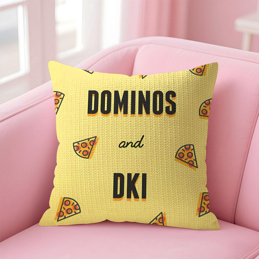 Food DDominos Pizza Cushion Cover Natural Linen Pillow Case DoubleSided Print Decorative Sofa Pillowcase Home Decor Gift