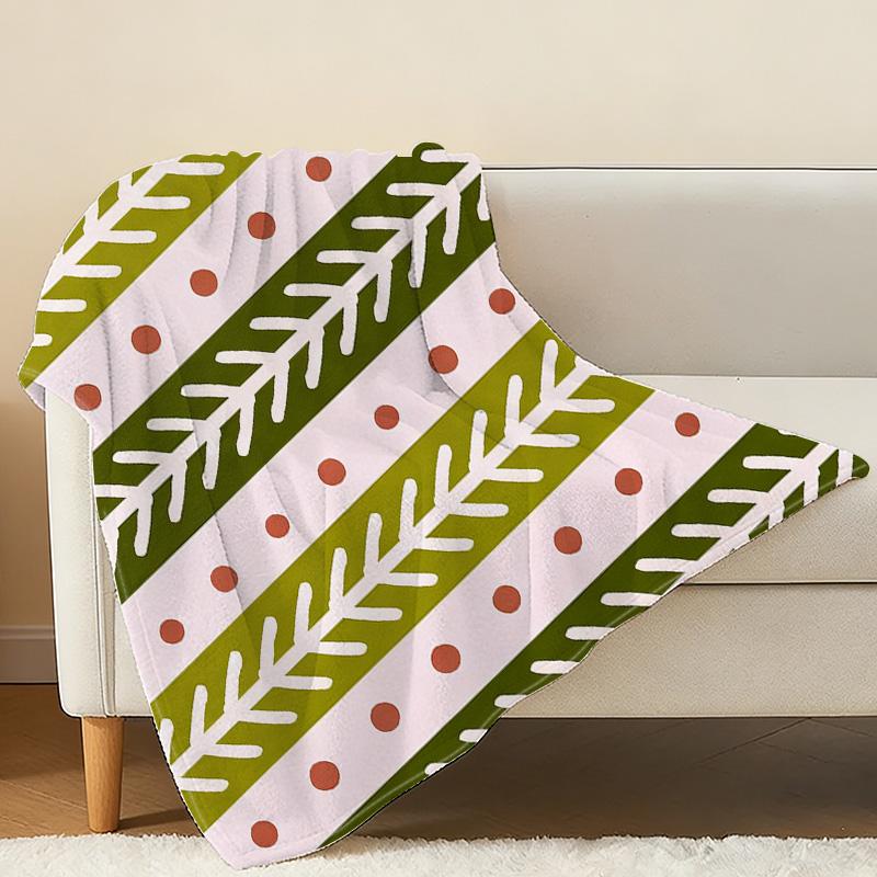 Skin-Friendly Flannel Blanket, Soft Warm Geometric Pattern, Ideal for Home Dorm, Cozy Daily Use for Halloween Christmas