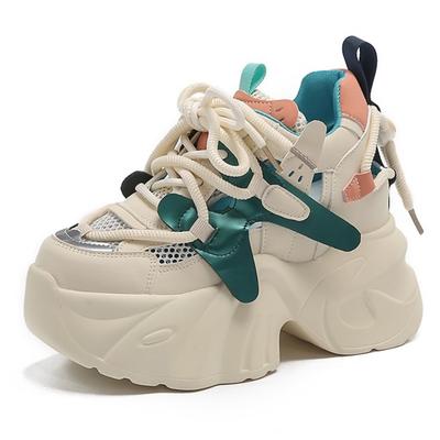 Модные новые весенние сетчатые кроссовки женские блестящие на платформе спортивная обувь женская готическая на толстой подошве на высоком каблуке женские 8 см летние полые кроссовки